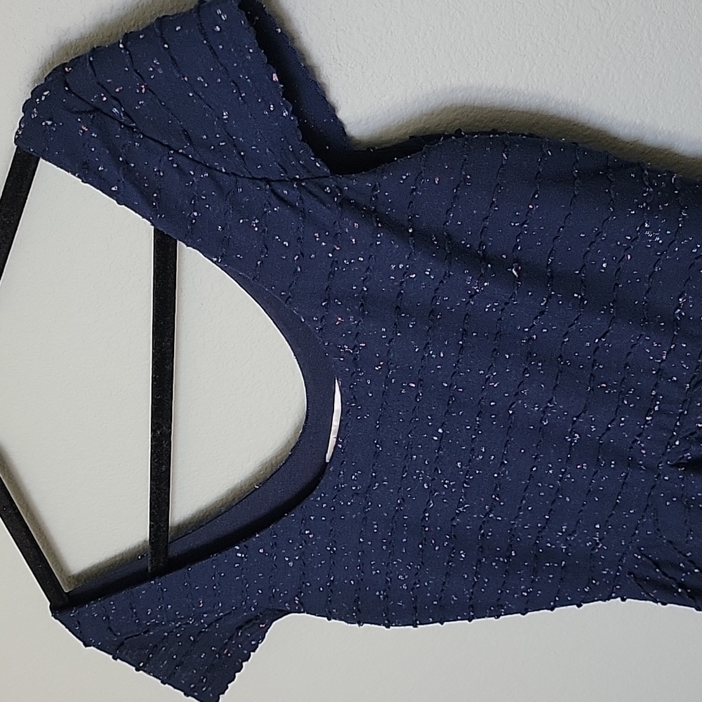 Lauren Conrad Speckled Girly Blue Small Confetti Textured Skater Dress - Picture 3 of 8